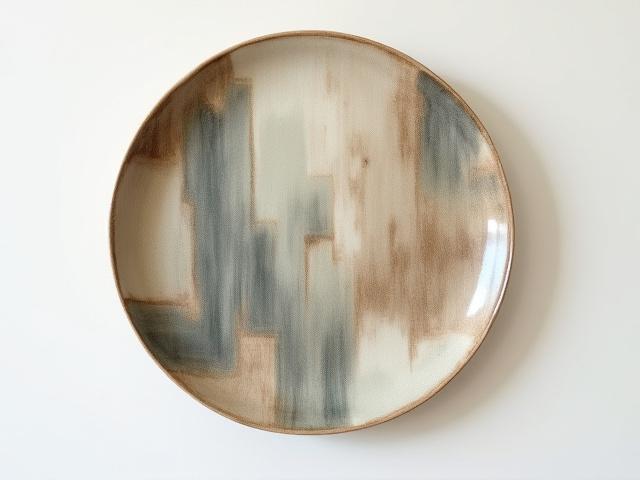 Deko-Wandteller aus Keramik mit künstlerischem Muster